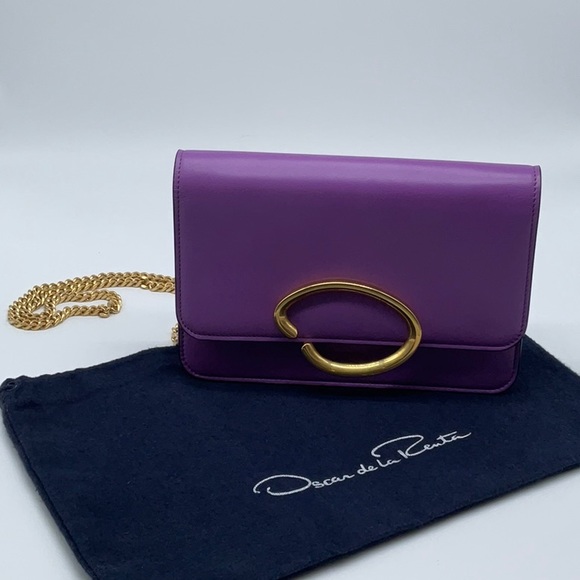 Oscar de la Renta Handbags - OSCAR DE LA RENTA Flap Leather Pochette Crossbody Bag purple